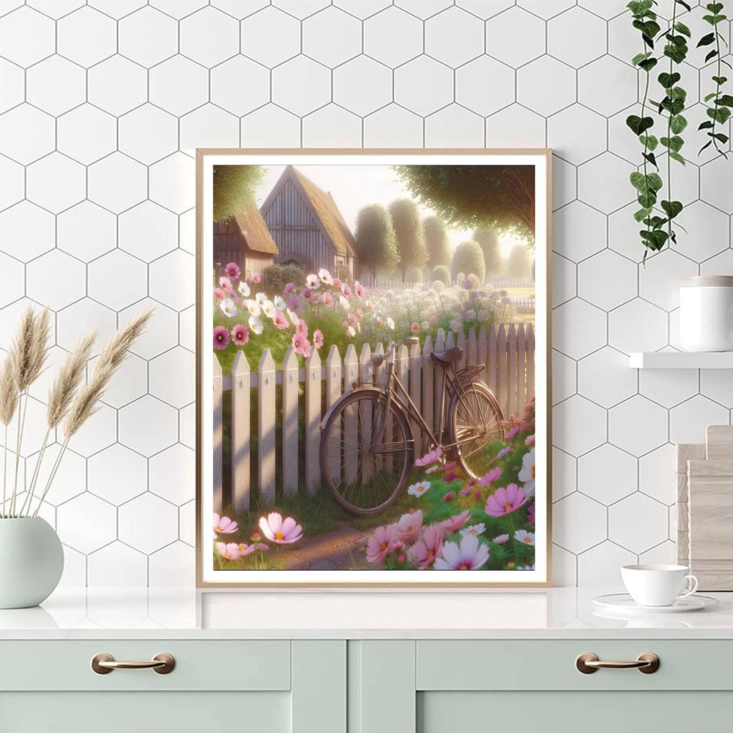 Vintage Bicycle Stroll Painting By Numbers Kit