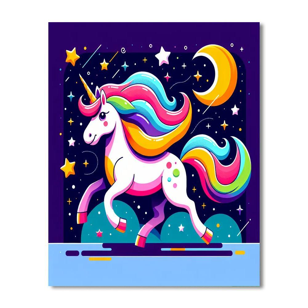 Starry Night Unicorn Ride Painting Number Kit