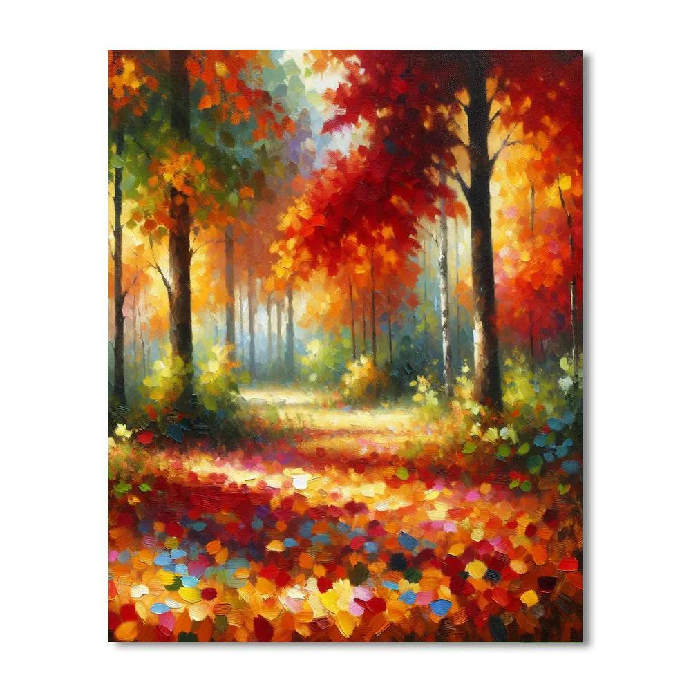 Serene Autumn Forest Escape Painting Number Kit