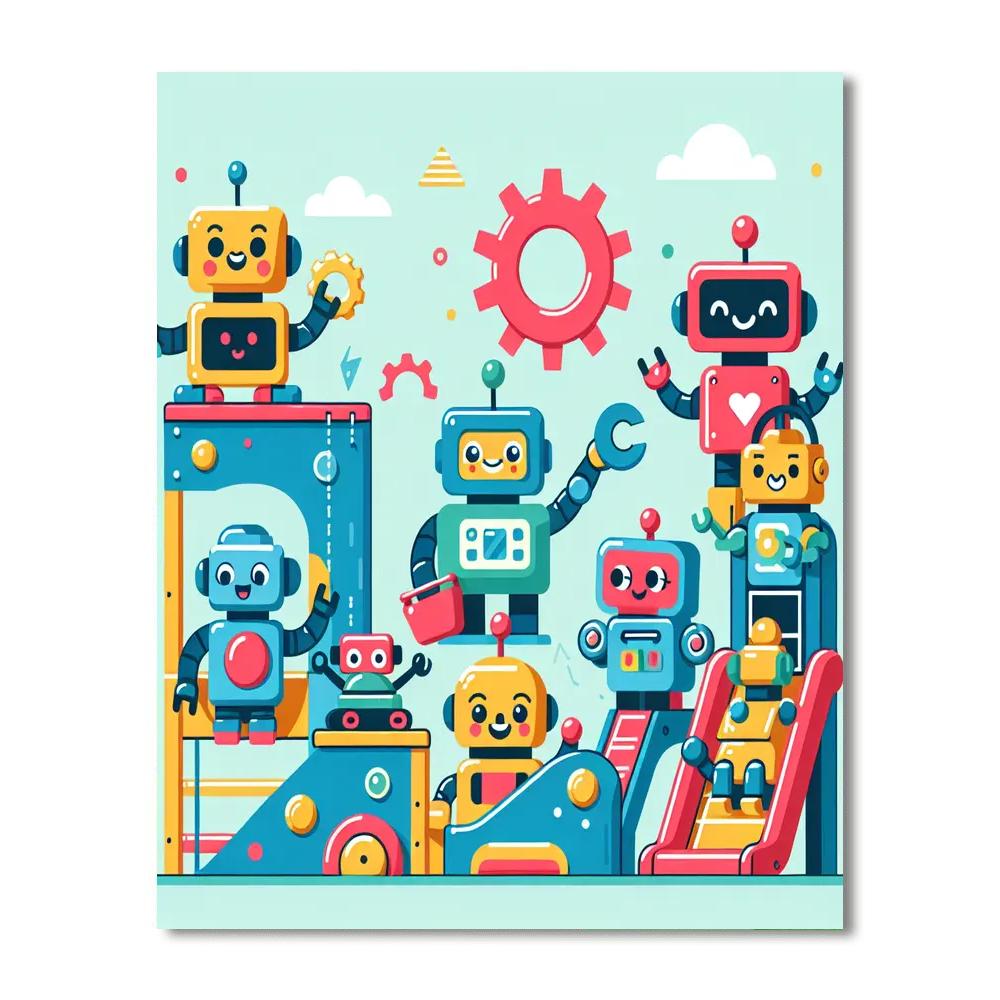 Jolly Robots' Mechanical Playground Paint By Numbers Kits