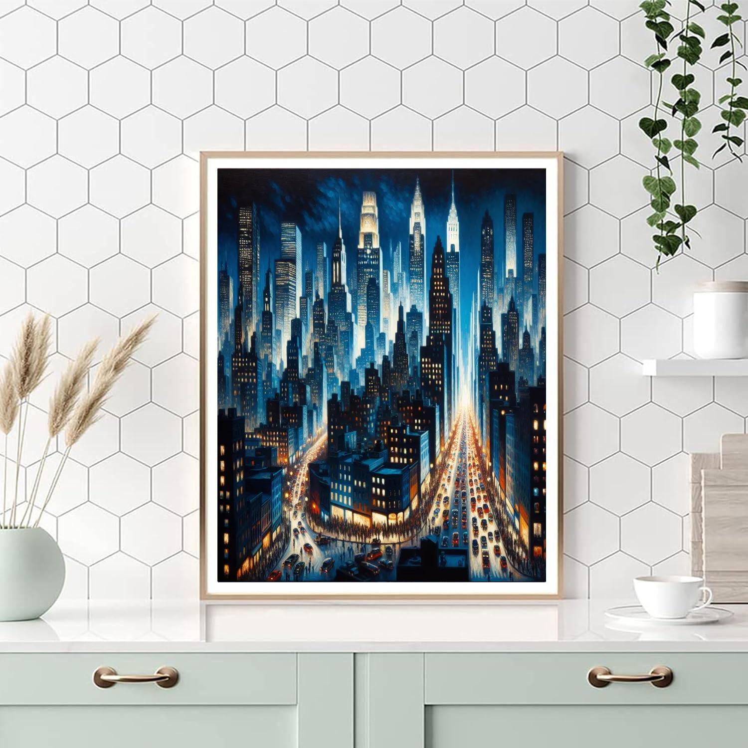 Illuminated Skyline Splendor Number Painting