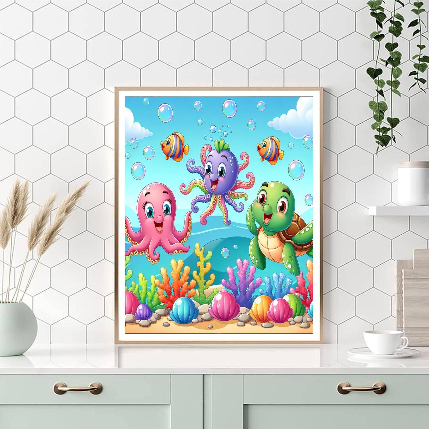 Whimsical Sea Creatures Number Painting