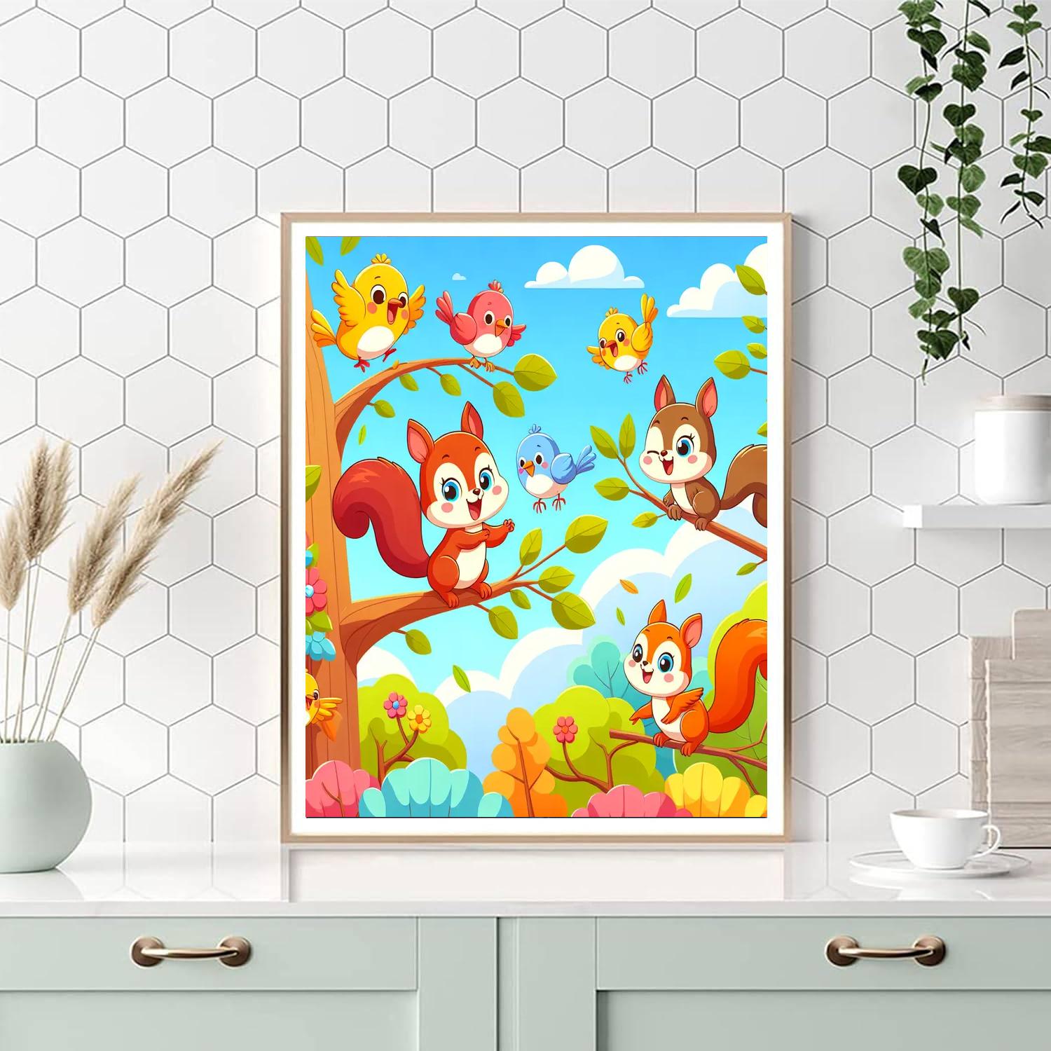 Happy Treetop Adventures Paint By Numbers Art