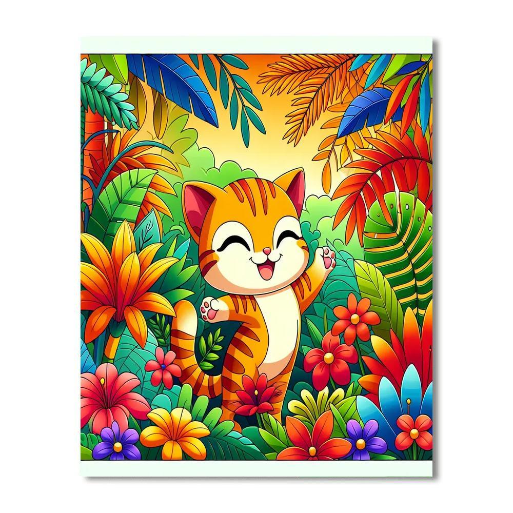 Joyful Jungle Cat DIY Paint By Numbers