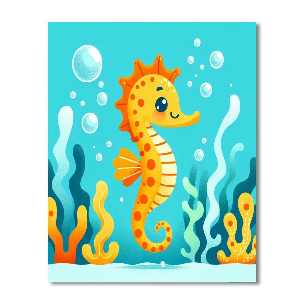 Cheerful Seahorse Paint By Color
