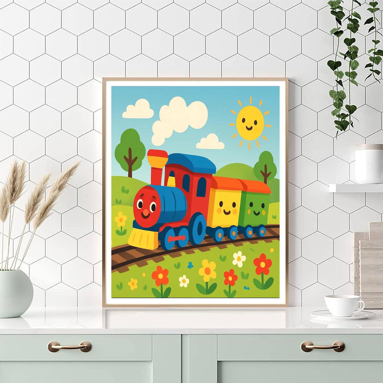 Traveling Train Painting By Numbers Kit