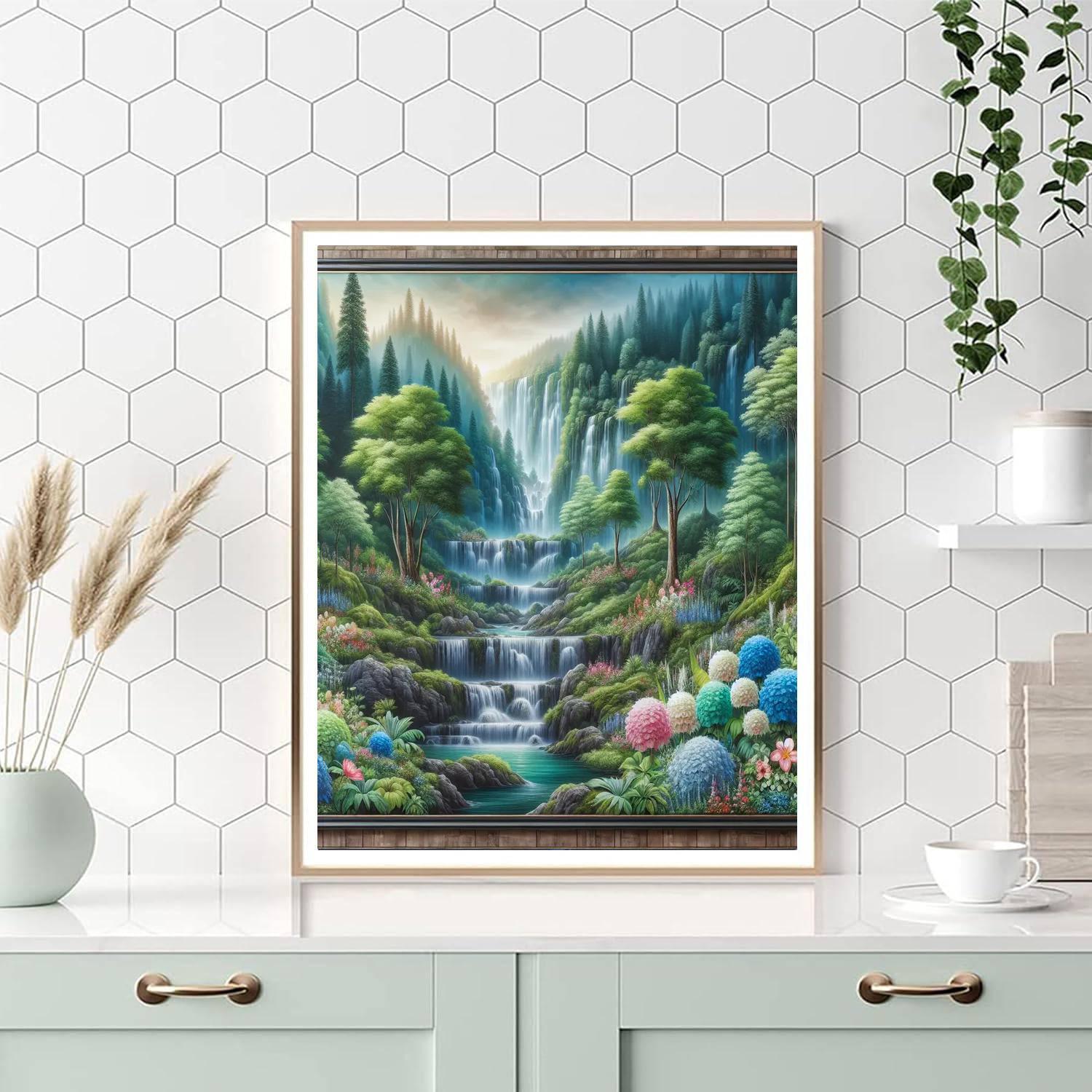 Enchanting Forest Waterfall Paint By Color