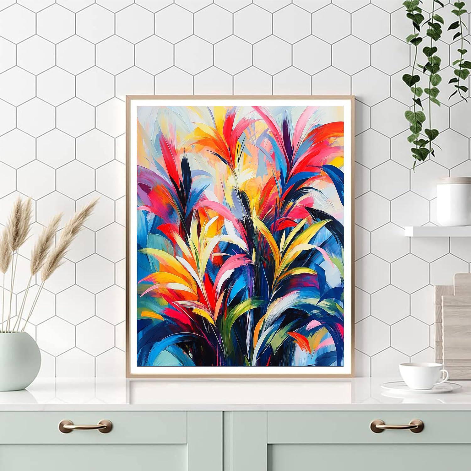 Modern Expressionist Style Inspired Vivid Abstract Bloom  Paint By Numbers Kits