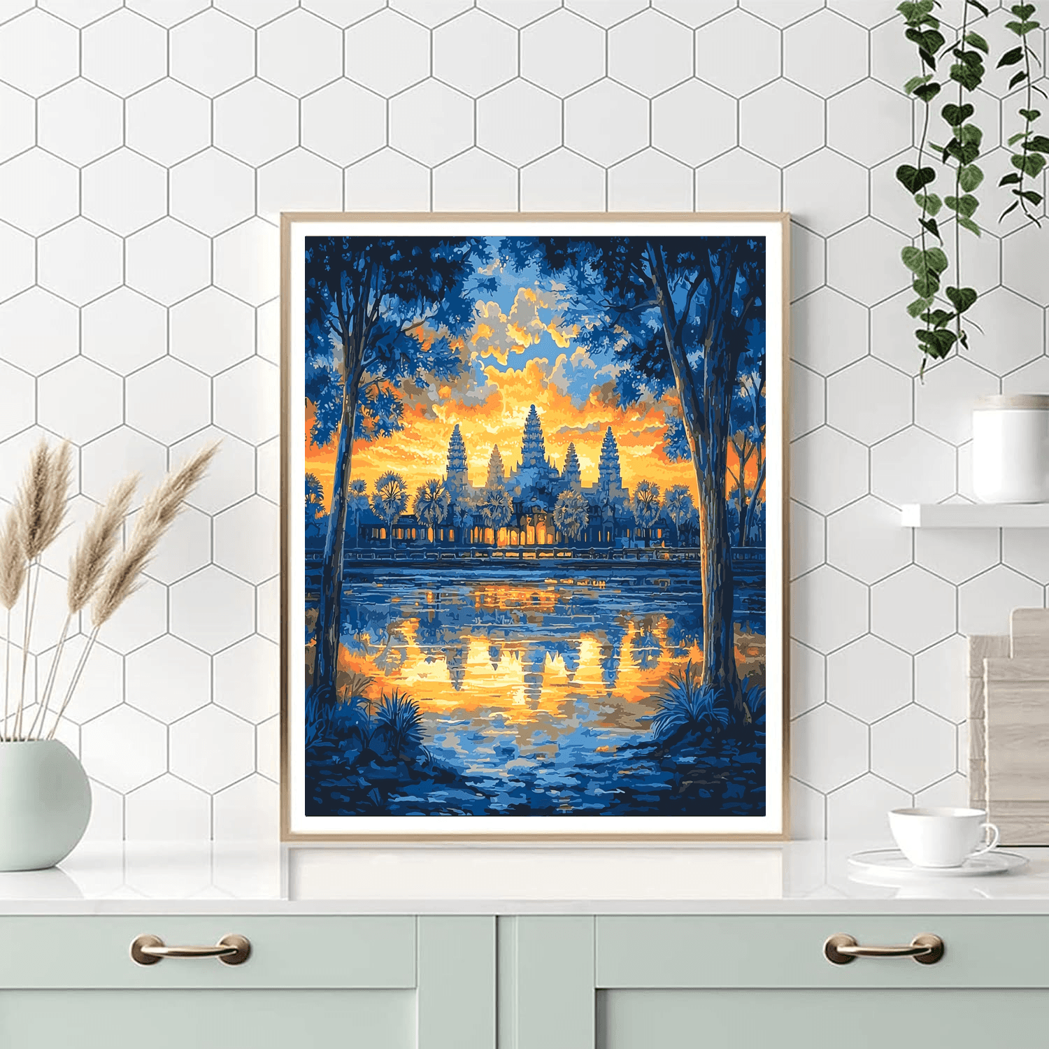 Angkor Wat At Dawn Number Painting