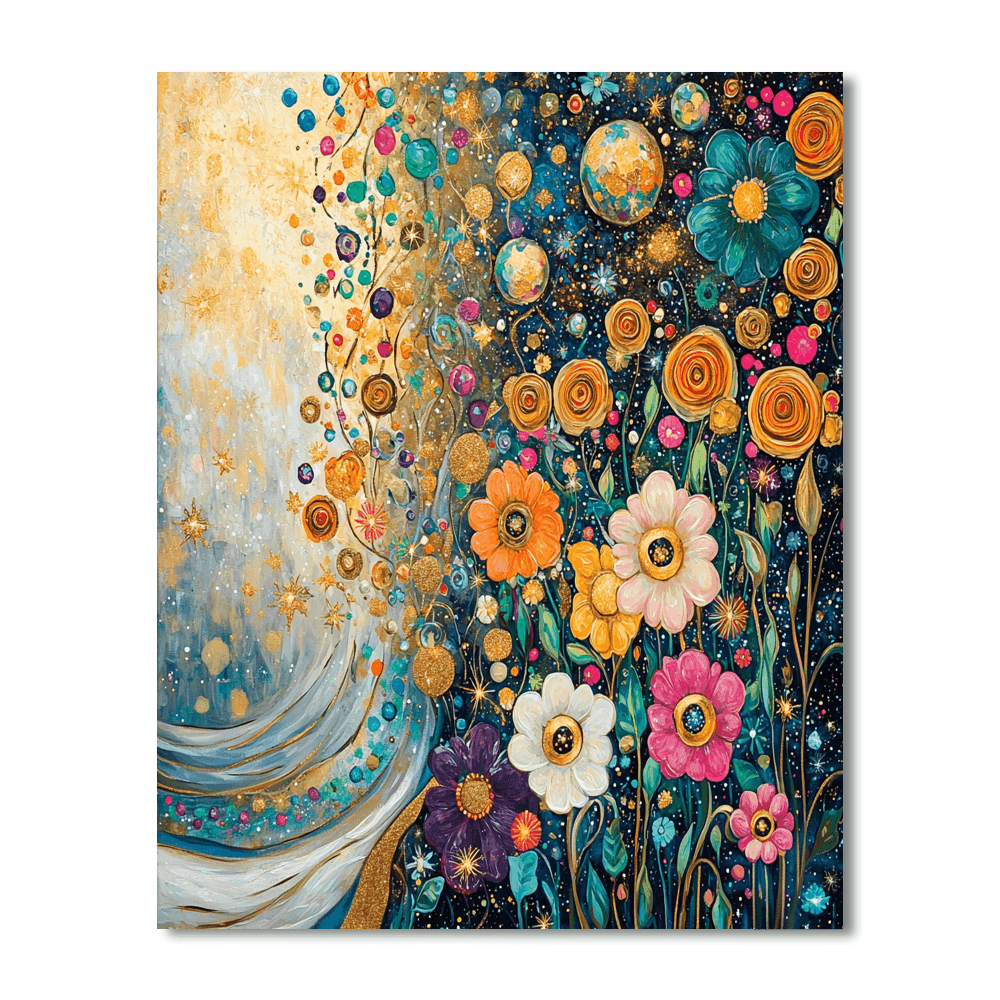 Gustav Klimt Inspired Cosmic Flowers  Paint By Color