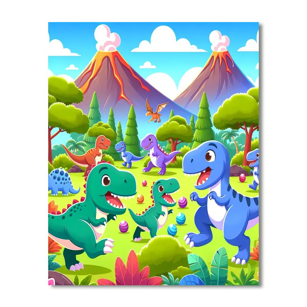 Happy Dinosaur Friends DIY Paint By Numbers