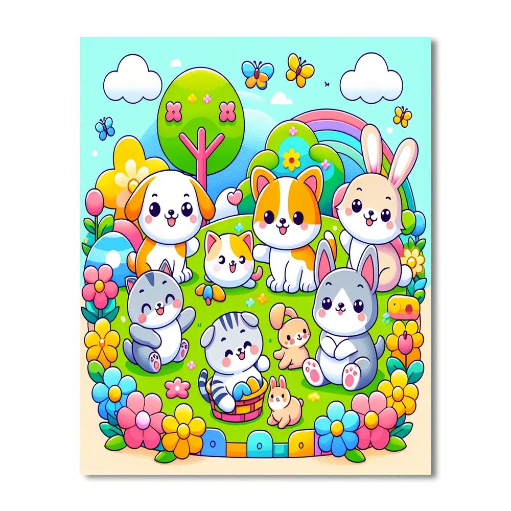 Animal Antics Painting Number Kit