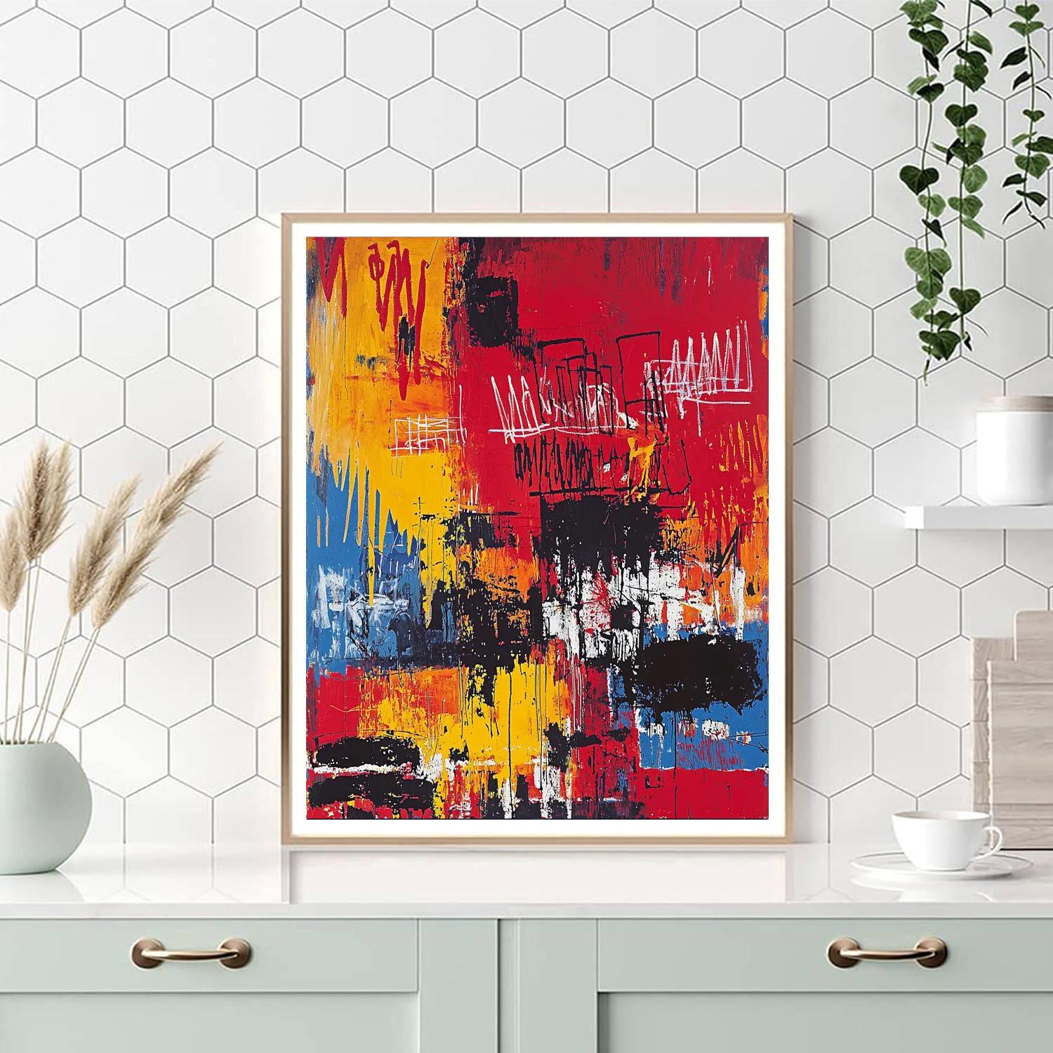 Jean-Michel Basquiat Inspired Layers Of Thought  Number Painting