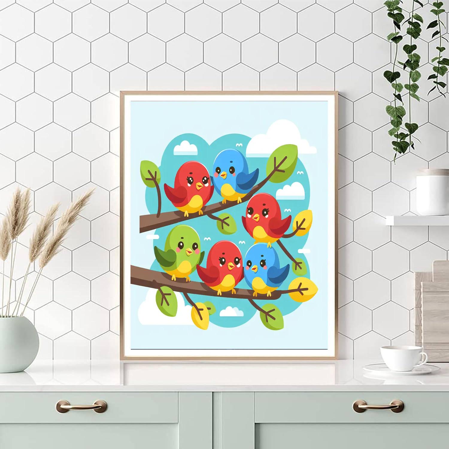 Colorful Birds Numbered Painting Kits