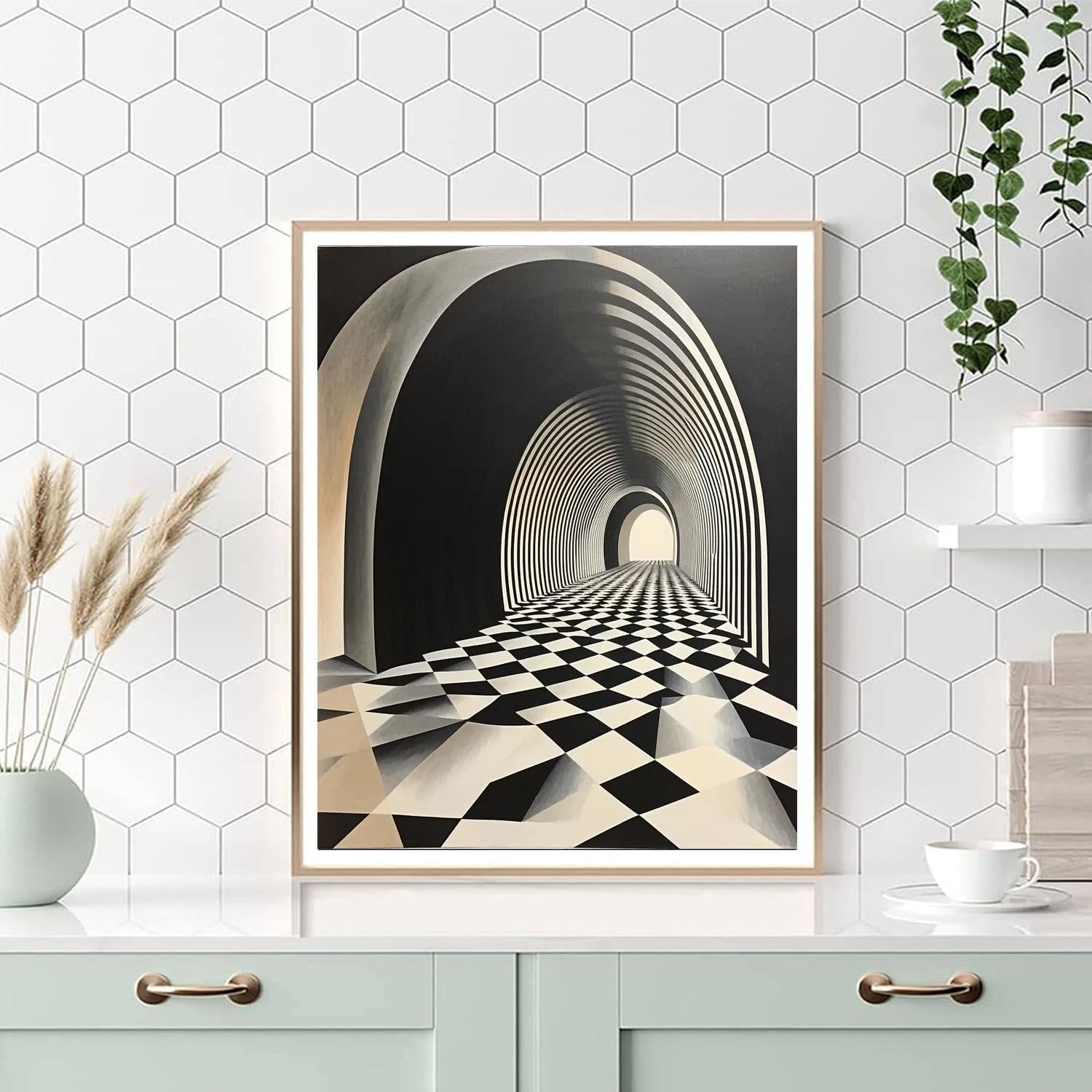 M.C. Escher Inspired Infinite Geometry  Numbered Painting Kits