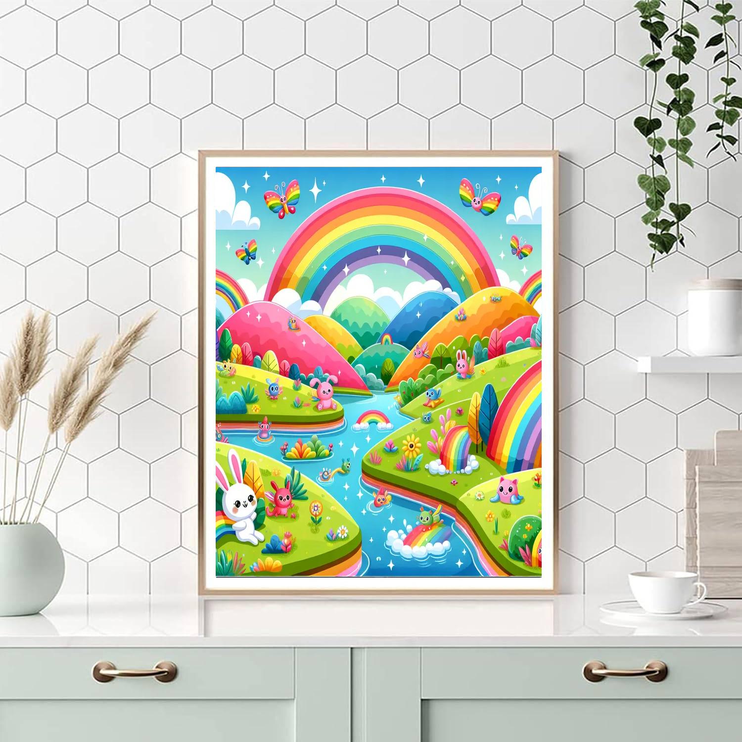 Colorful Rainbow Valley Painting Number Kit
