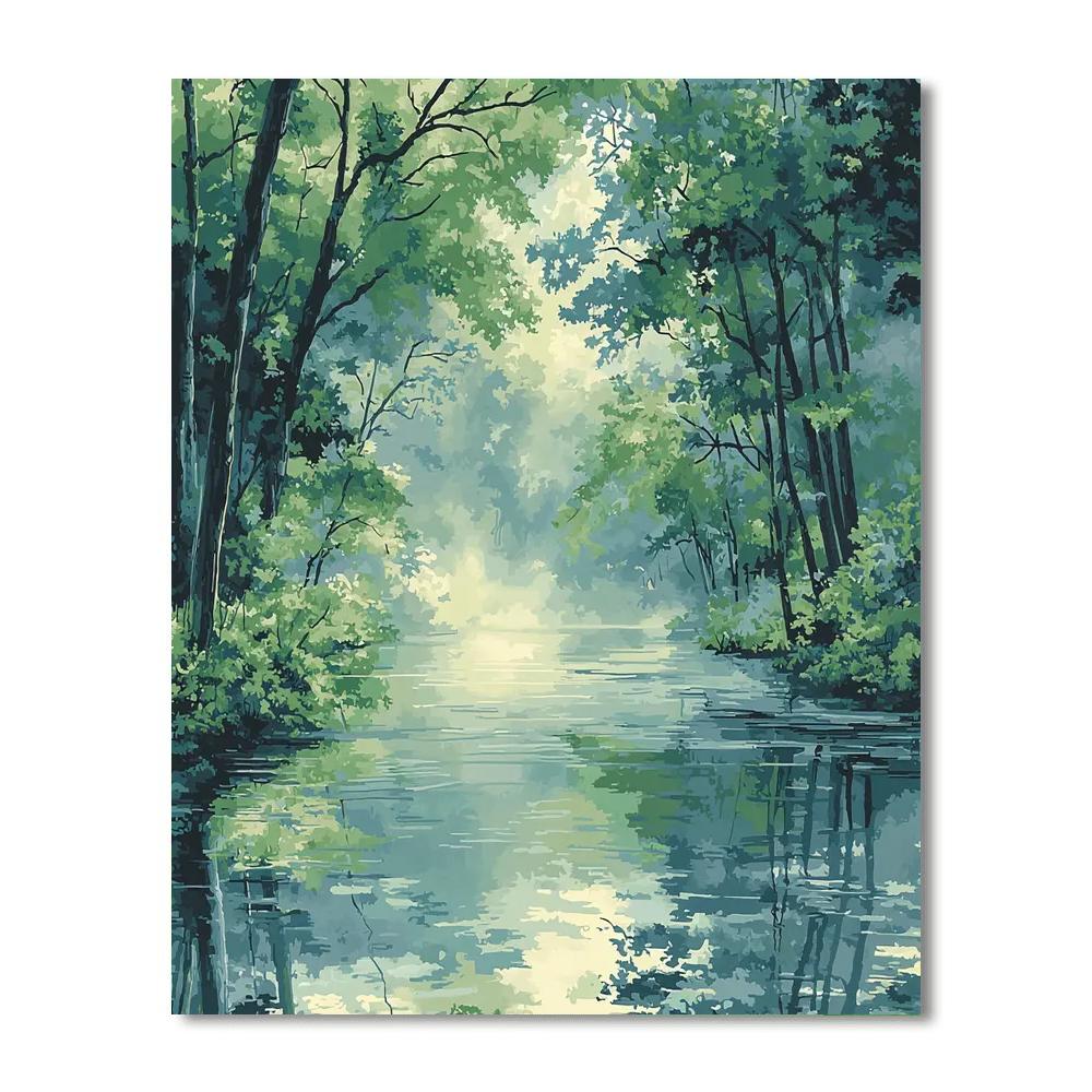 Utagawa Hiroshige Inspired Journey Through Misty Waters  Painting By Numbers Kit