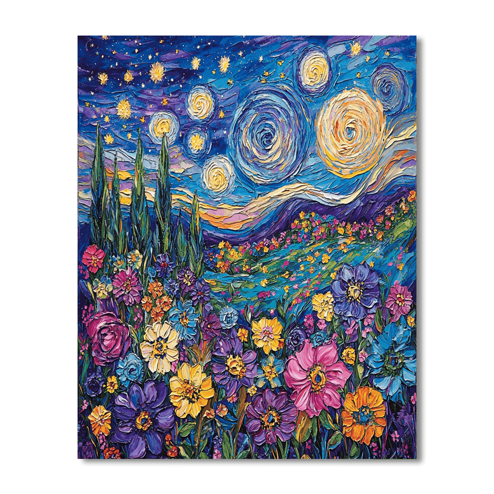 Vincent Van Gogh Inspired Starlit Garden  Paint By Numbers Kits