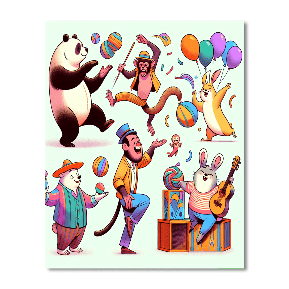 Silly Animal Shenanigans Number Painting