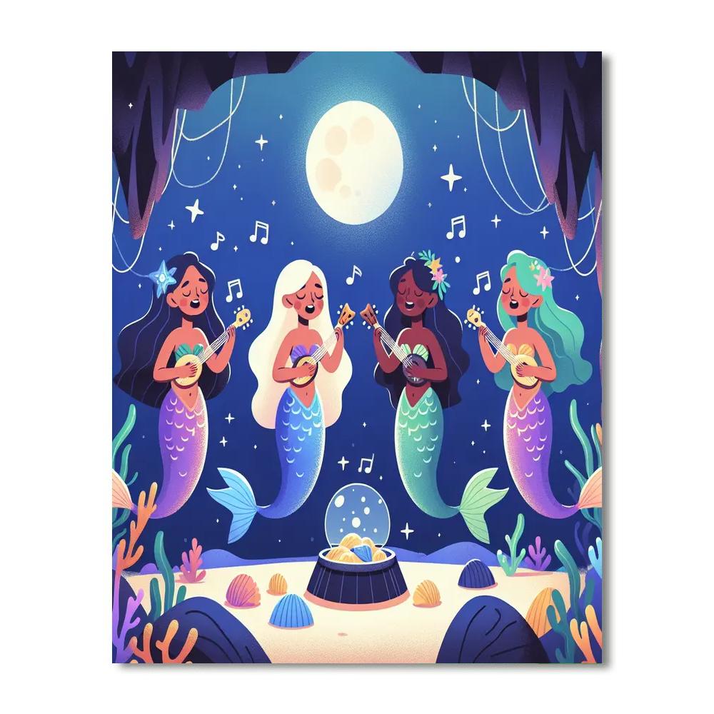 Moonlit Mermaid Grotto Numbered Painting Kits