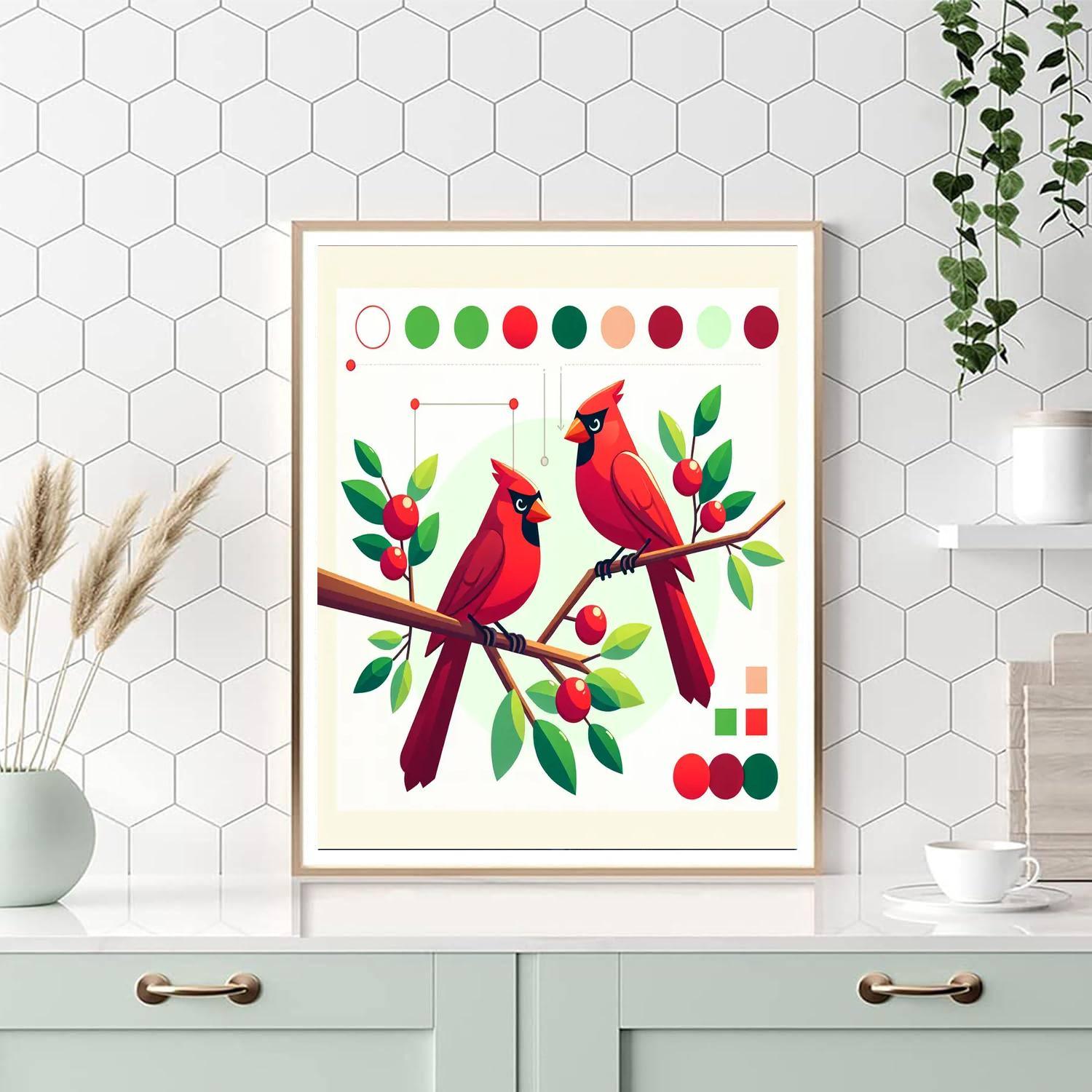 Chirping Cardinals Paint By Numbers Art