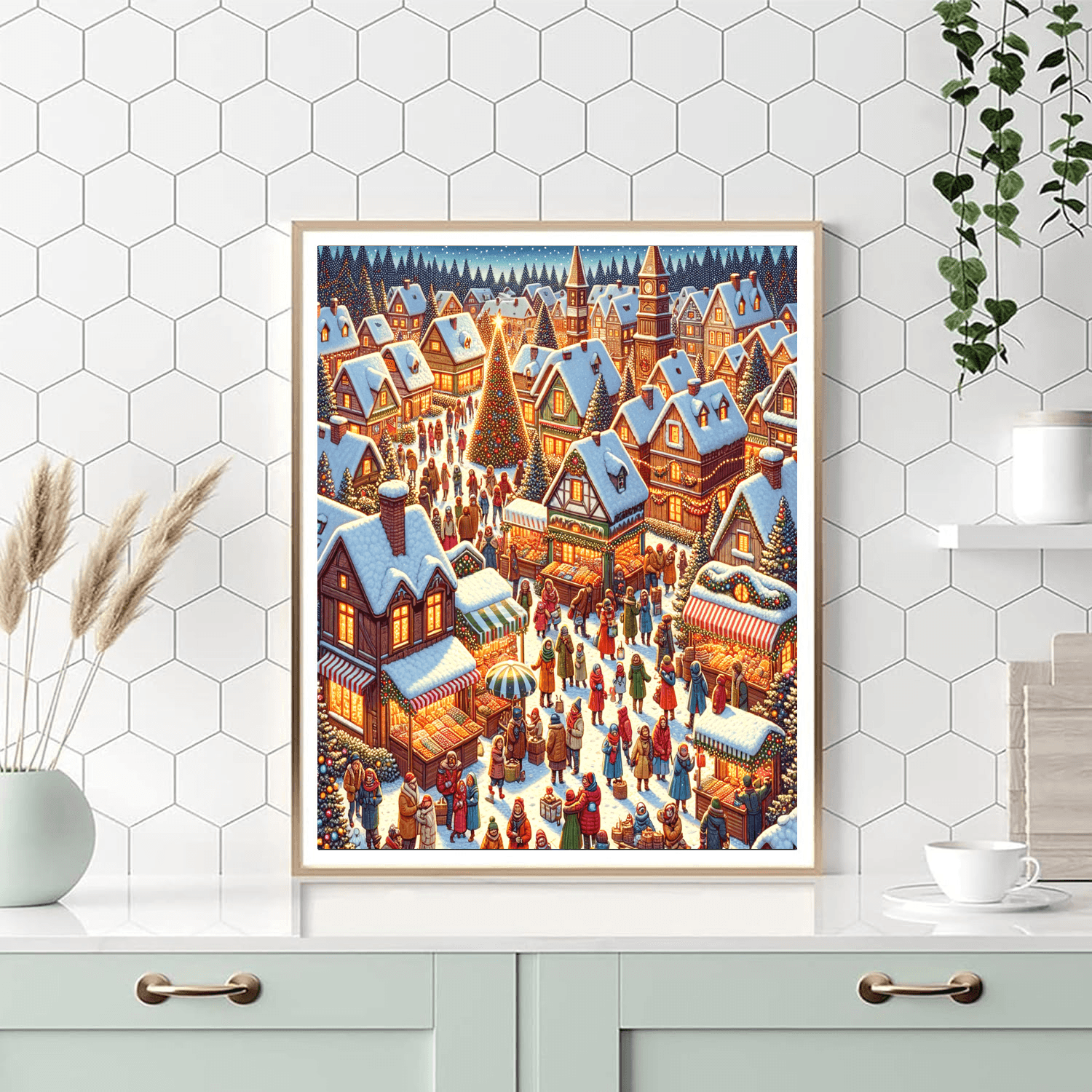 Winter Festival In The Village Painting By Numbers Kit