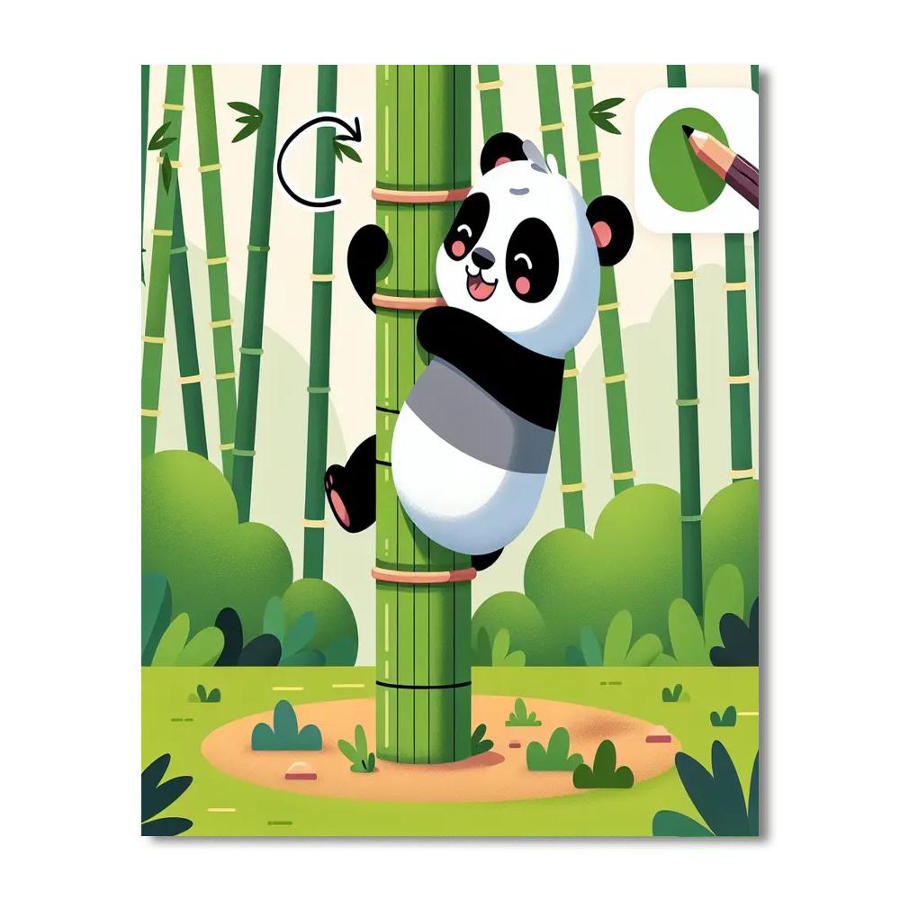 Panda's Bamboo Playground Paint By Numbers
