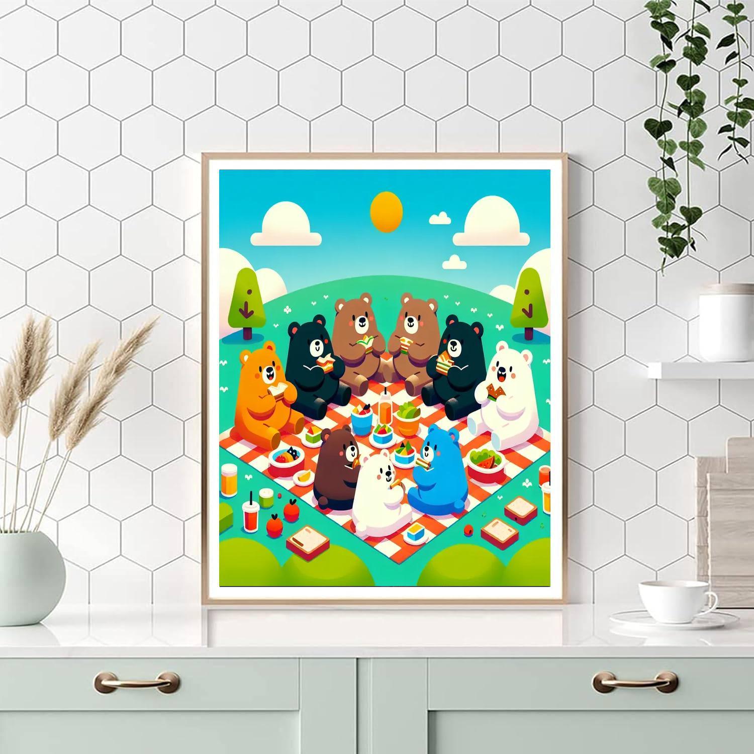 Cuddly Bear's Picnic Paint By Numbers