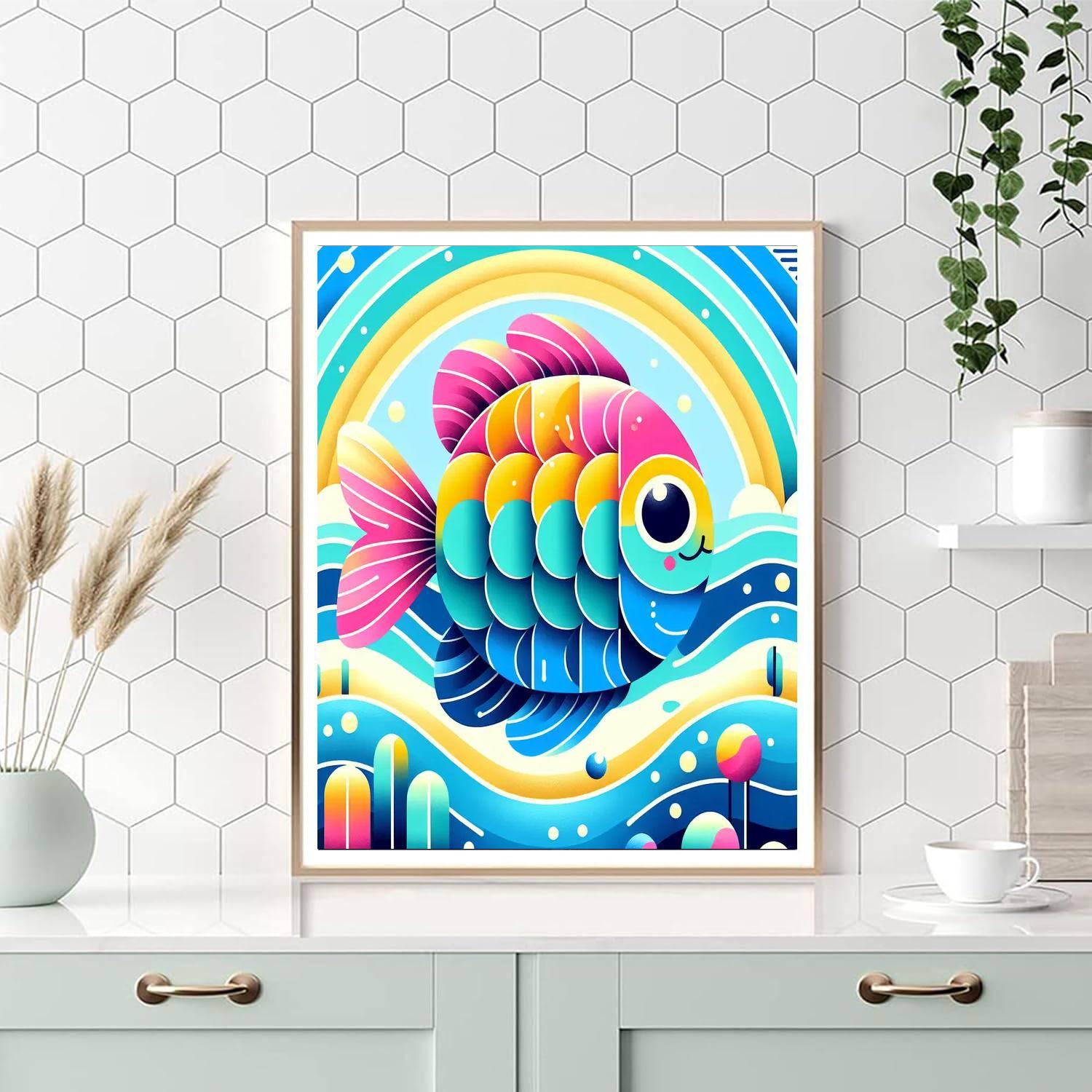 Happy Rainbow Fish Paint By Numbers Art