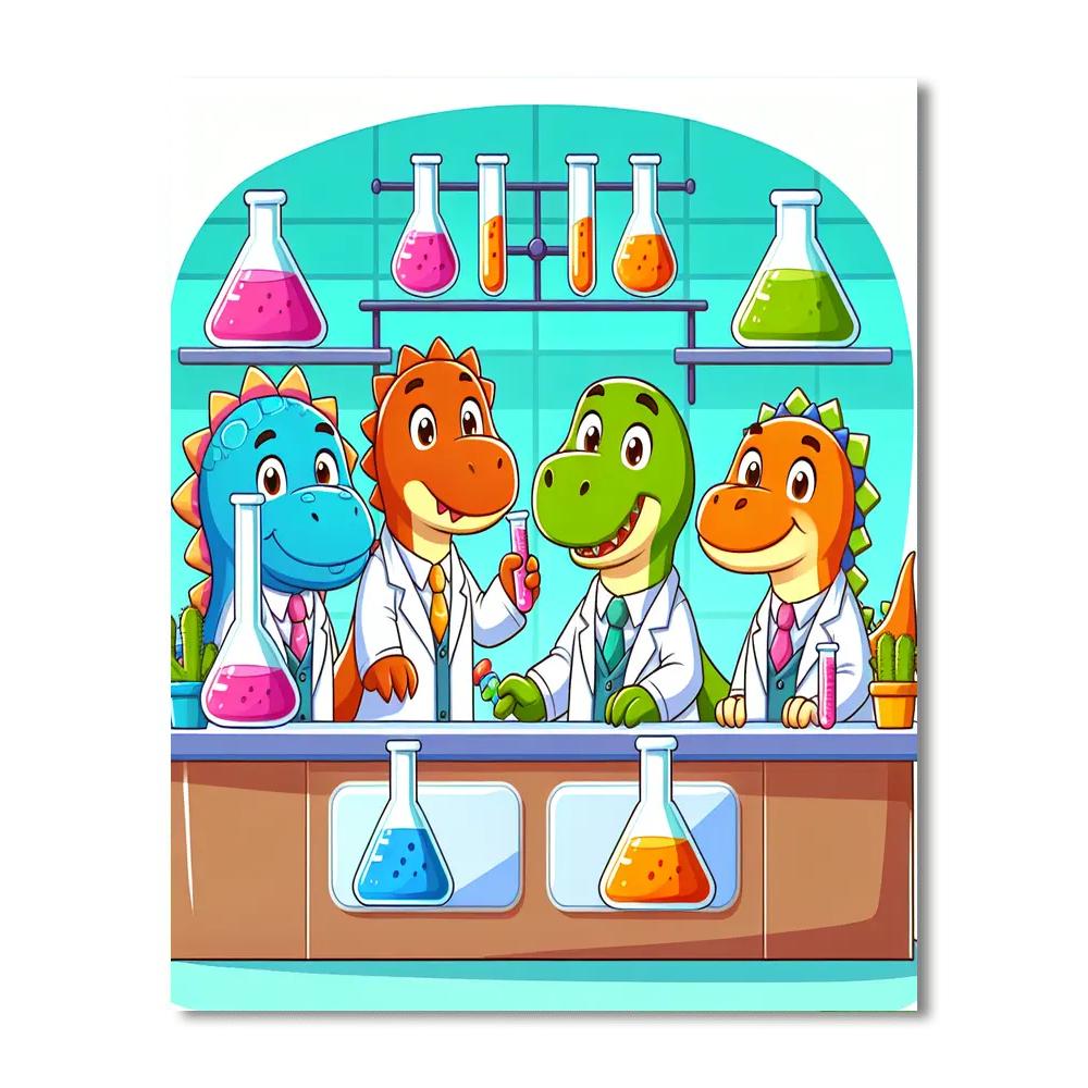Dinosaur Scientist Lab Paint By Numbers Art