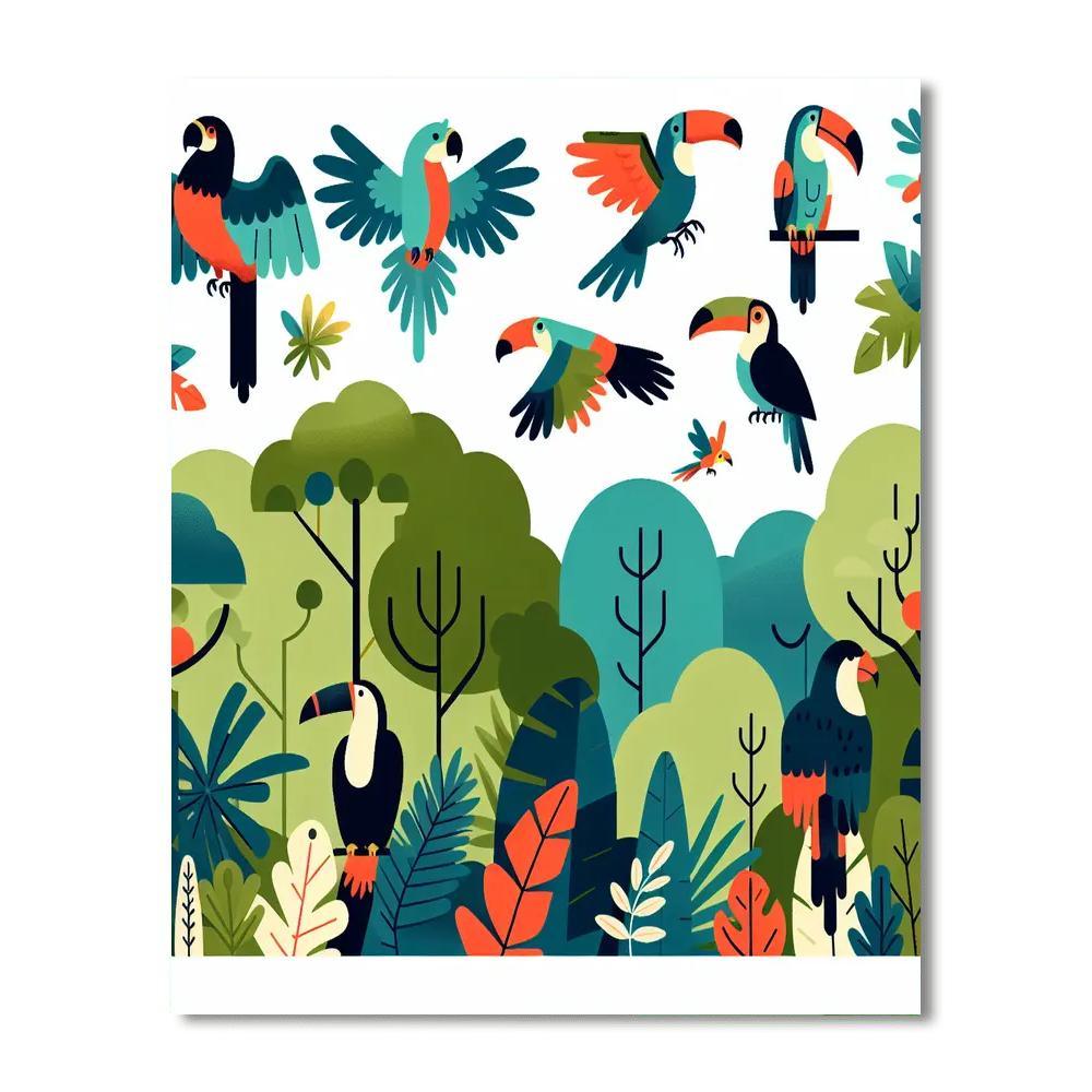 Joyful Rainforest Rally Numbered Painting Kits