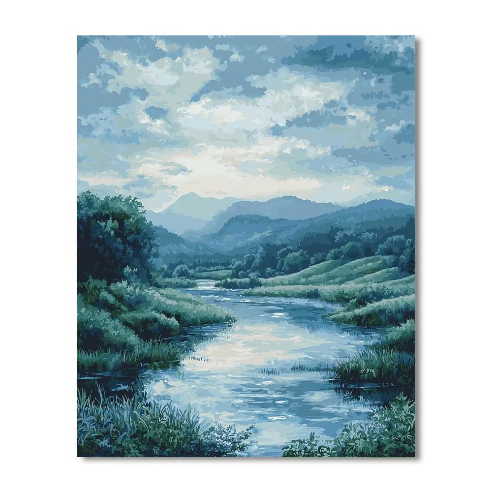 Hiroshige Inspired Tranquil River Escape  Painting By Numbers Kit