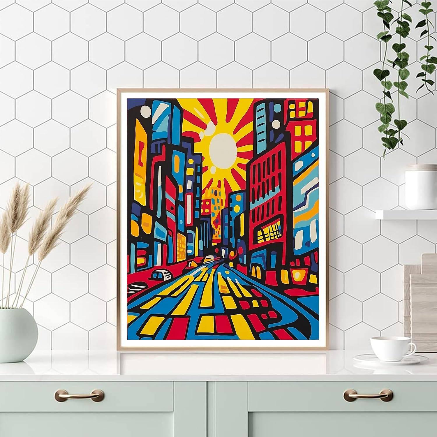 Keith Haring Inspired Abstract City Vibrance  Painting By Numbers Kit