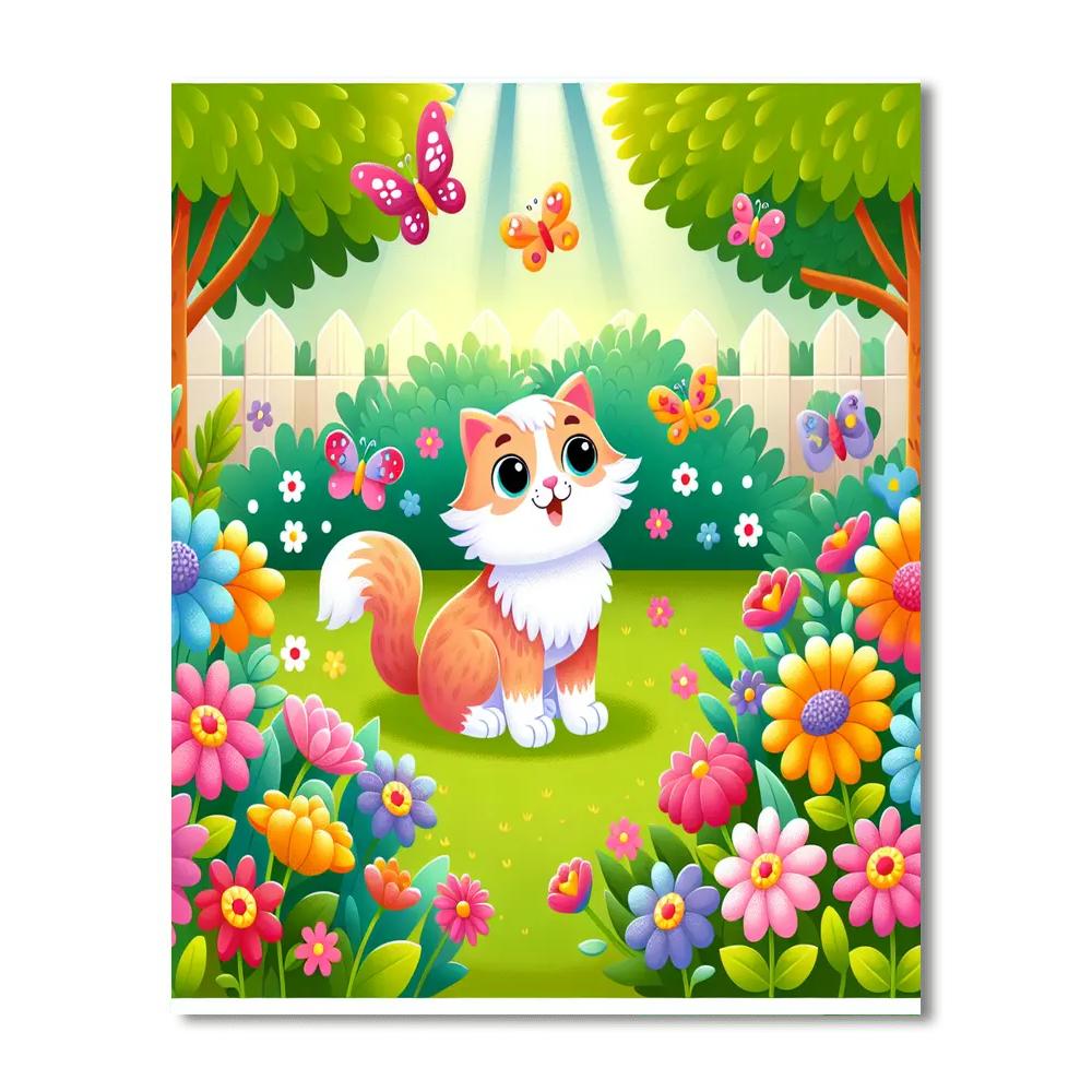 Curious Cat's Adventure Paint By Numbers Art