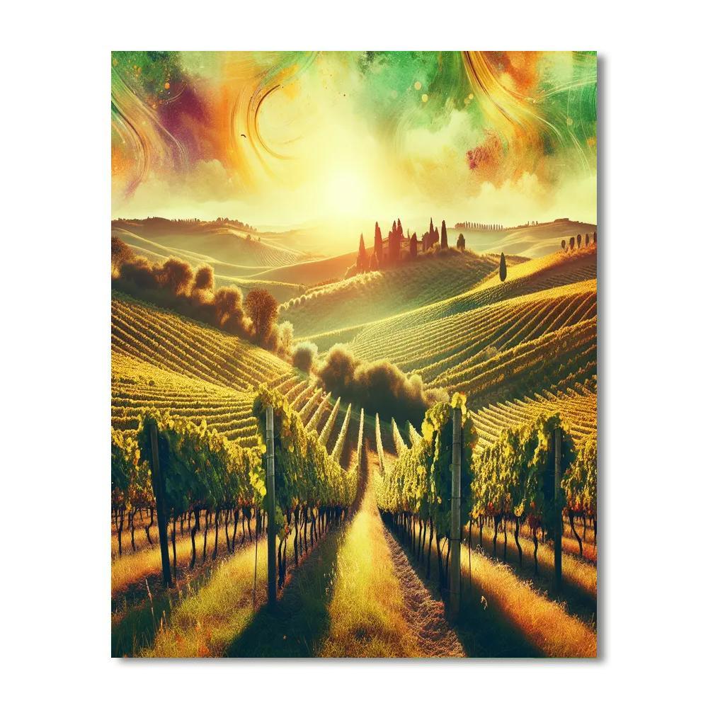 Sunlit Tuscany Vineyards Numbered Painting Kits