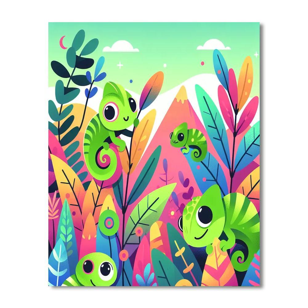 Cheerful Chameleon Chase Paint By Numbers