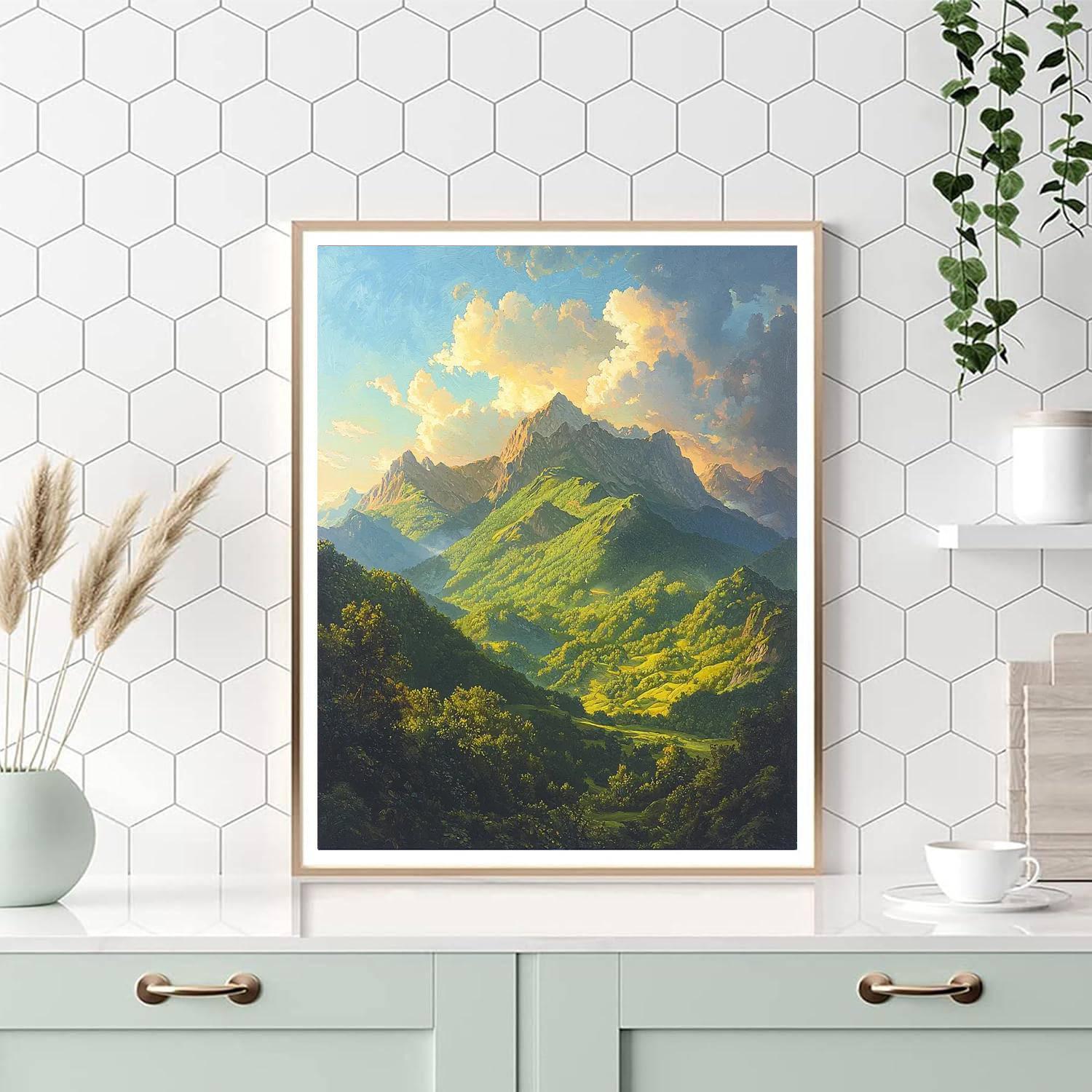 Thomas Cole Inspired Lush Green Mountains  Paint By Numbers Kits