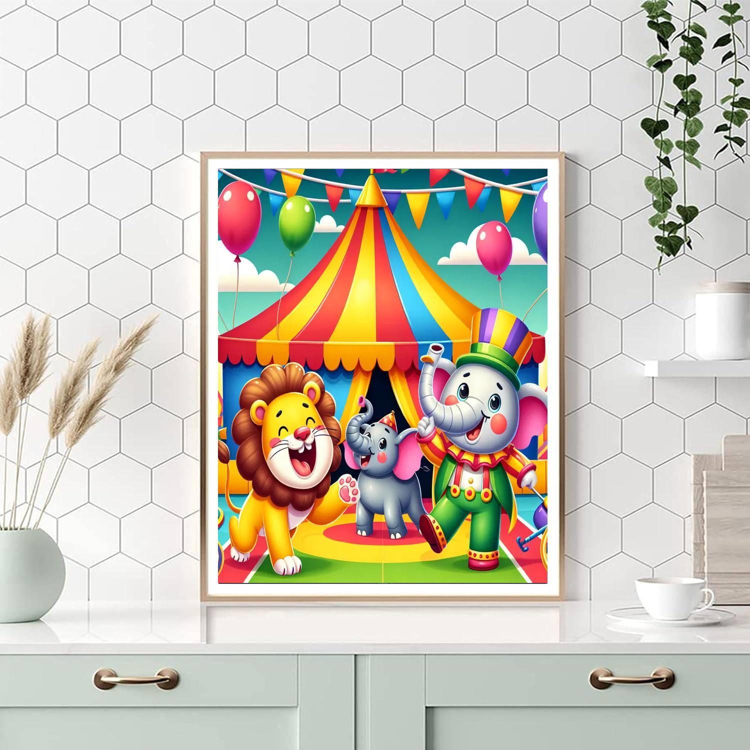 Jolly Circus Animals Paint By Numbers Art