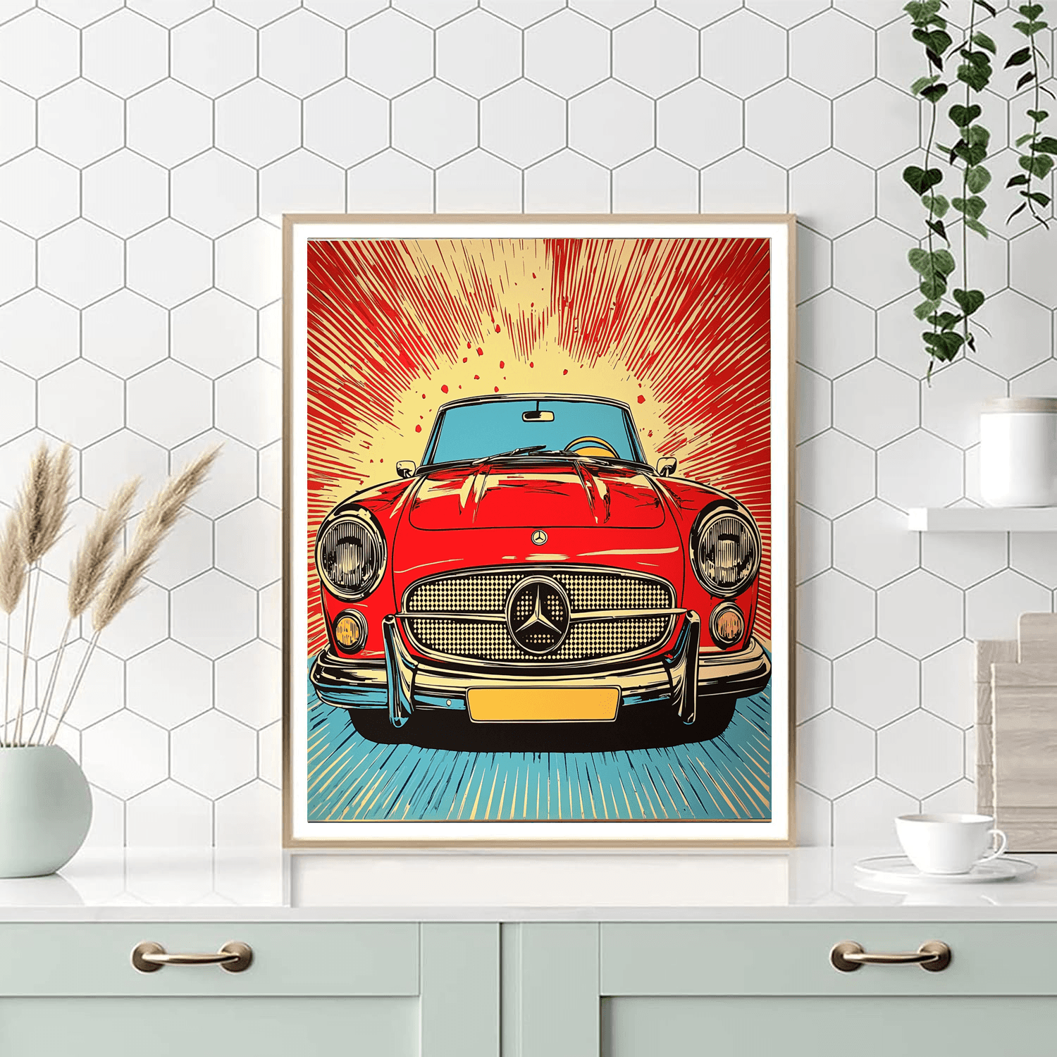 Roy Lichtenstein Inspired Retro Car Rendezvous  Paint By Color