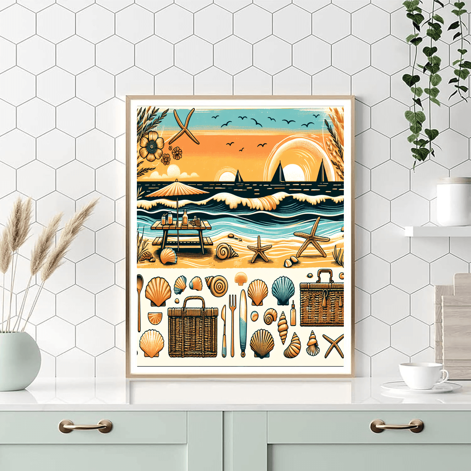 Bohemian Coastal Retreat Number Painting