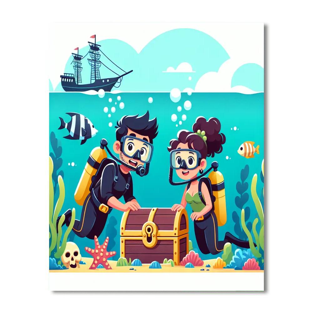 Underwater Pirate Treasure Painting Number Kit