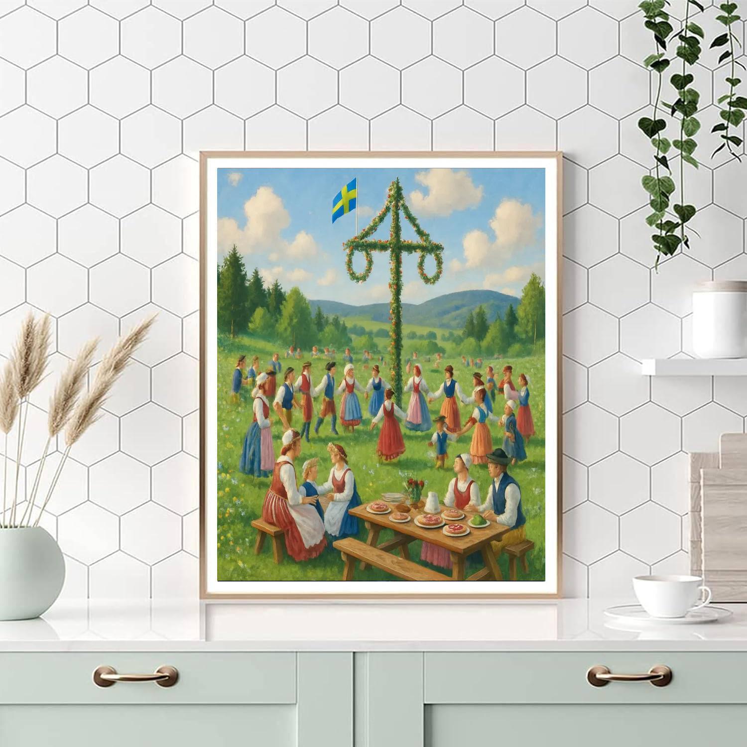 Midsummer Celebrations - Dalarna Paint By Numbers Art