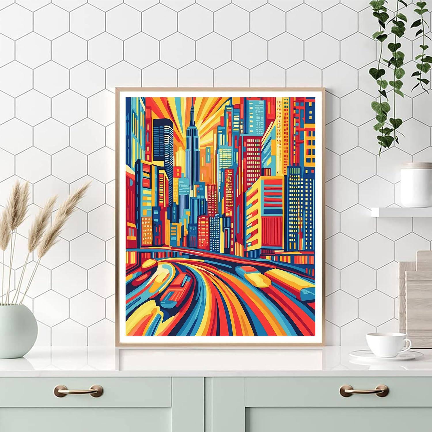 Roy Lichtenstein Inspired Pop Art Urban Oasis  Paint By Number