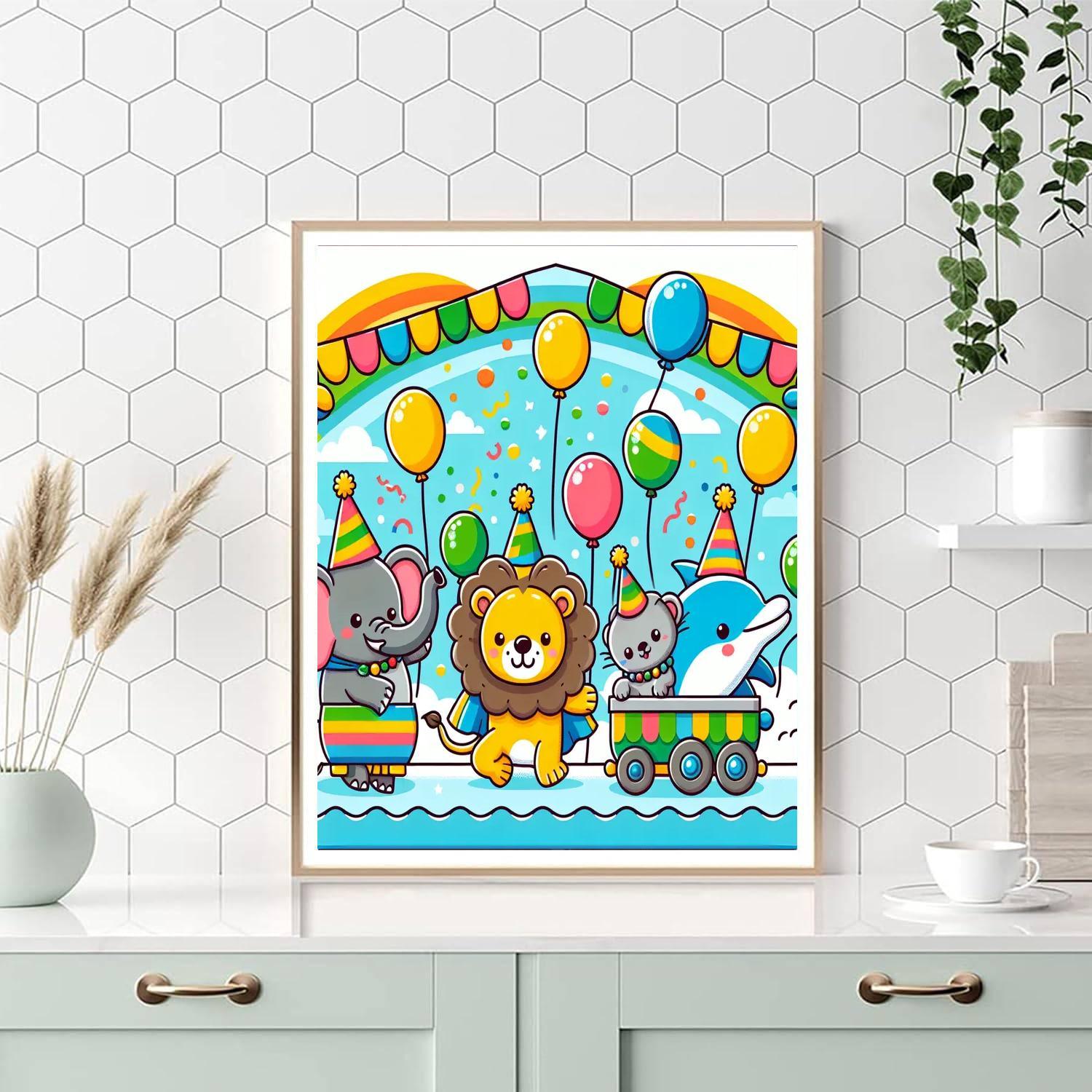 Joyful Animal Festival Painting Number Kit