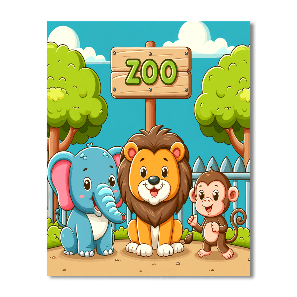 Animal Friends At The Zoo DIY Paint By Numbers