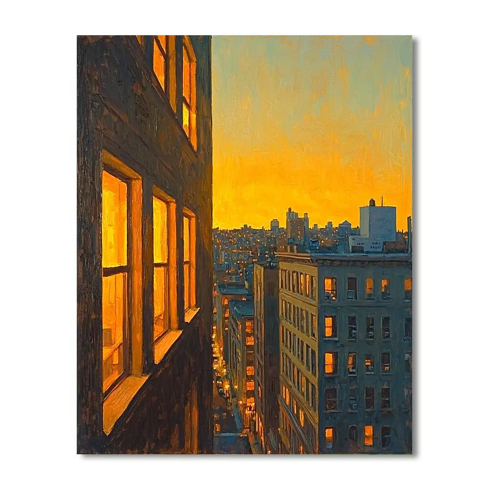 Edward Hopper Inspired Golden Hour In The City  Paint By Numbers