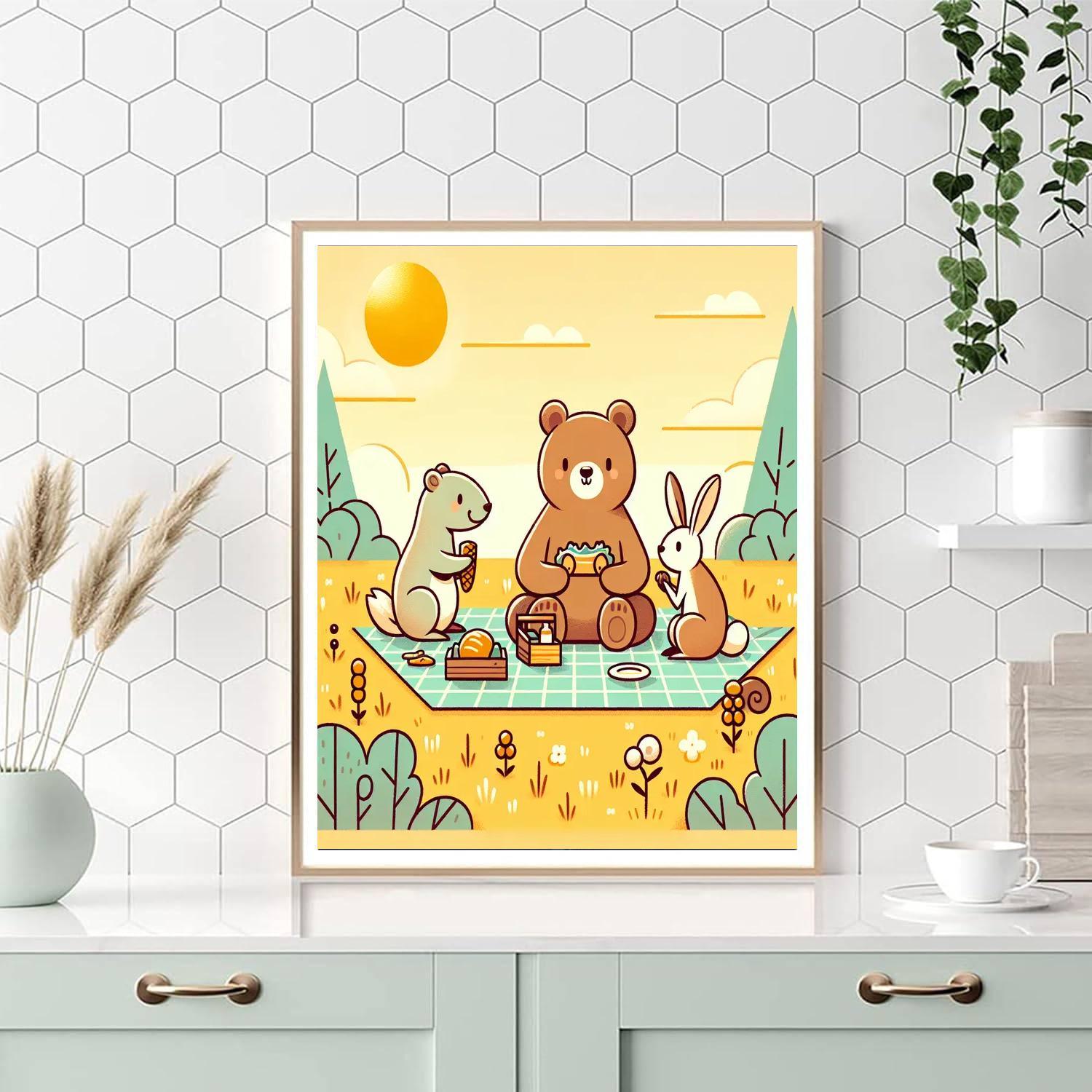 Furry Bear Picnic Paint By Number
