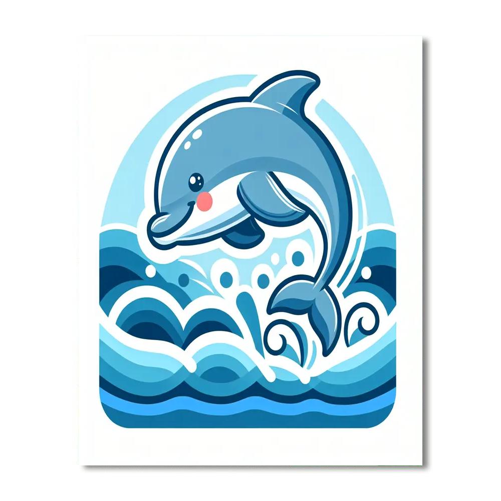 Merry Dolphin Splash Number Painting