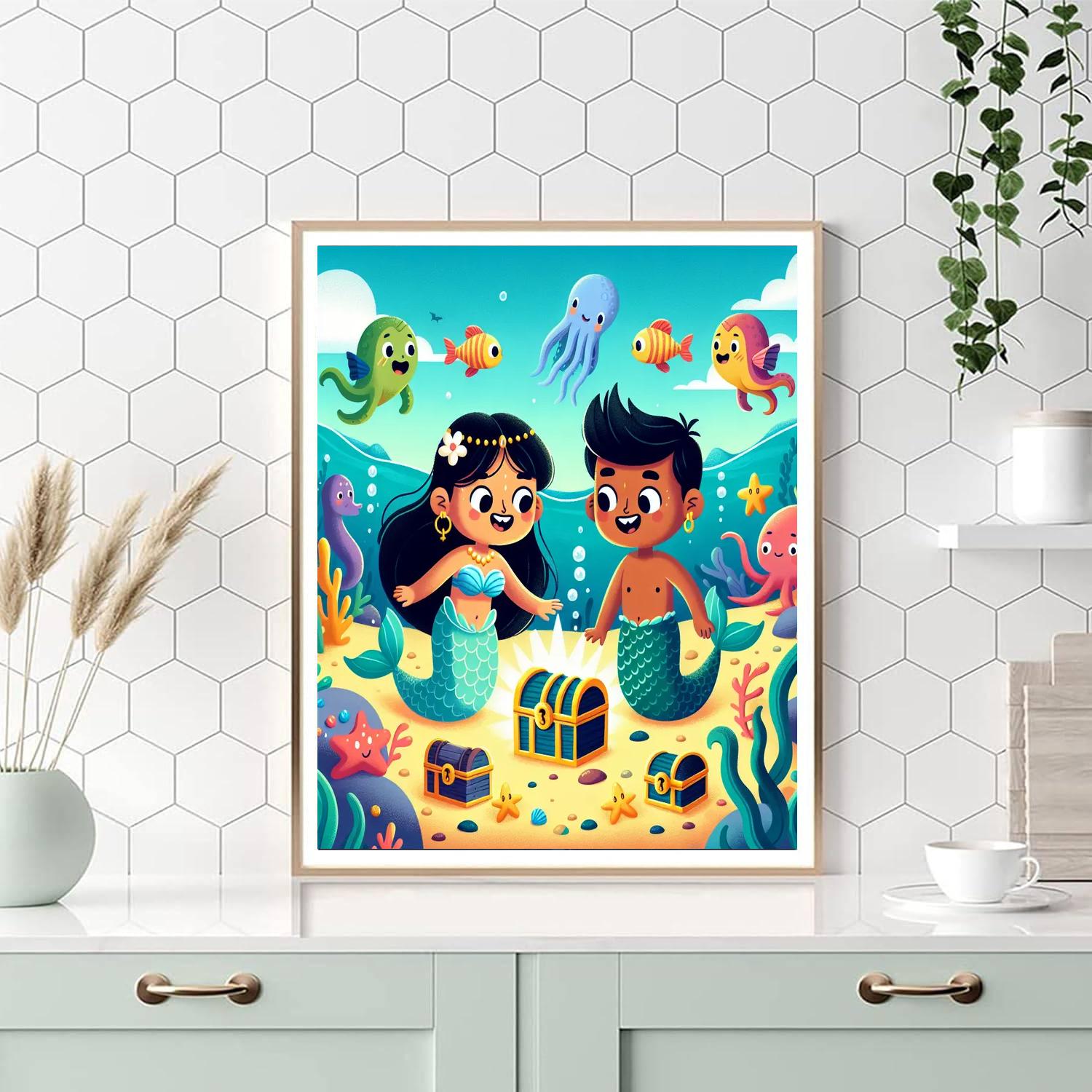 Mermaid Treasure Hunt DIY Paint By Numbers
