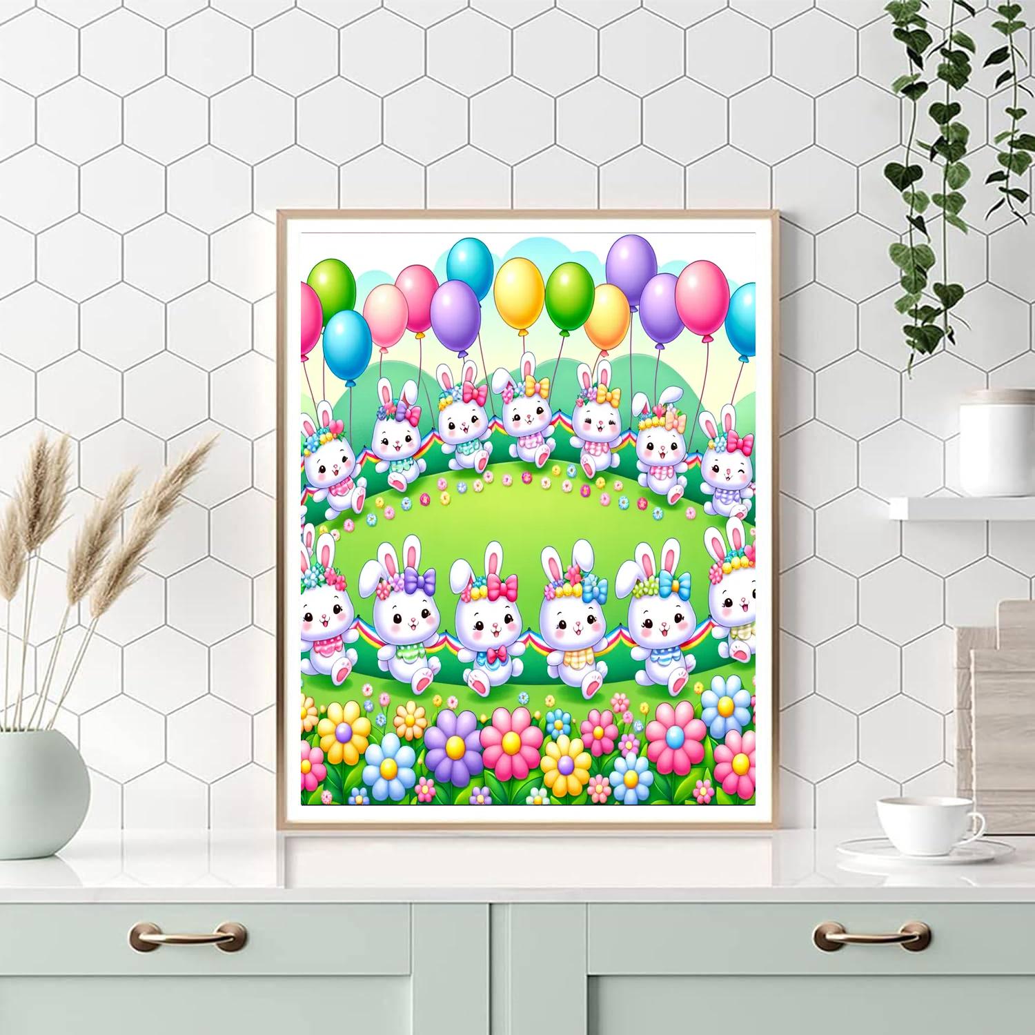 Bouncy Bunny Parade Paint By Numbers Art